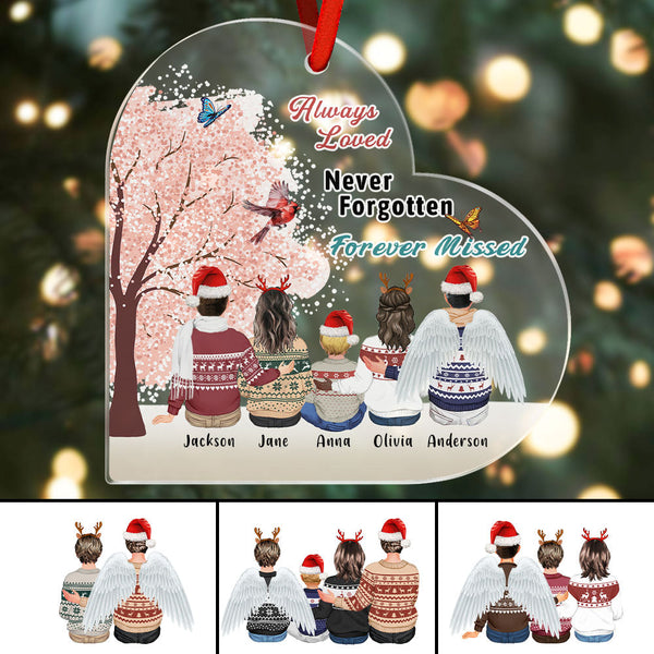 Custom Family Clip Art Personalized Name Memorial Heart Ornament Christmas Gifts - photomoonlampau