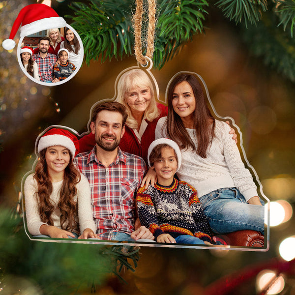 Custom Photo Christmas Tree Ornament Family Christmas Gift - photomoonlampau