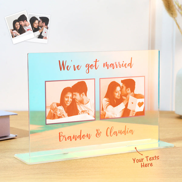 Custom Photo Transparent Gradient Color Acrylic Ornaments Personalized Engraved Keepsake for Couples - photomoonlampau