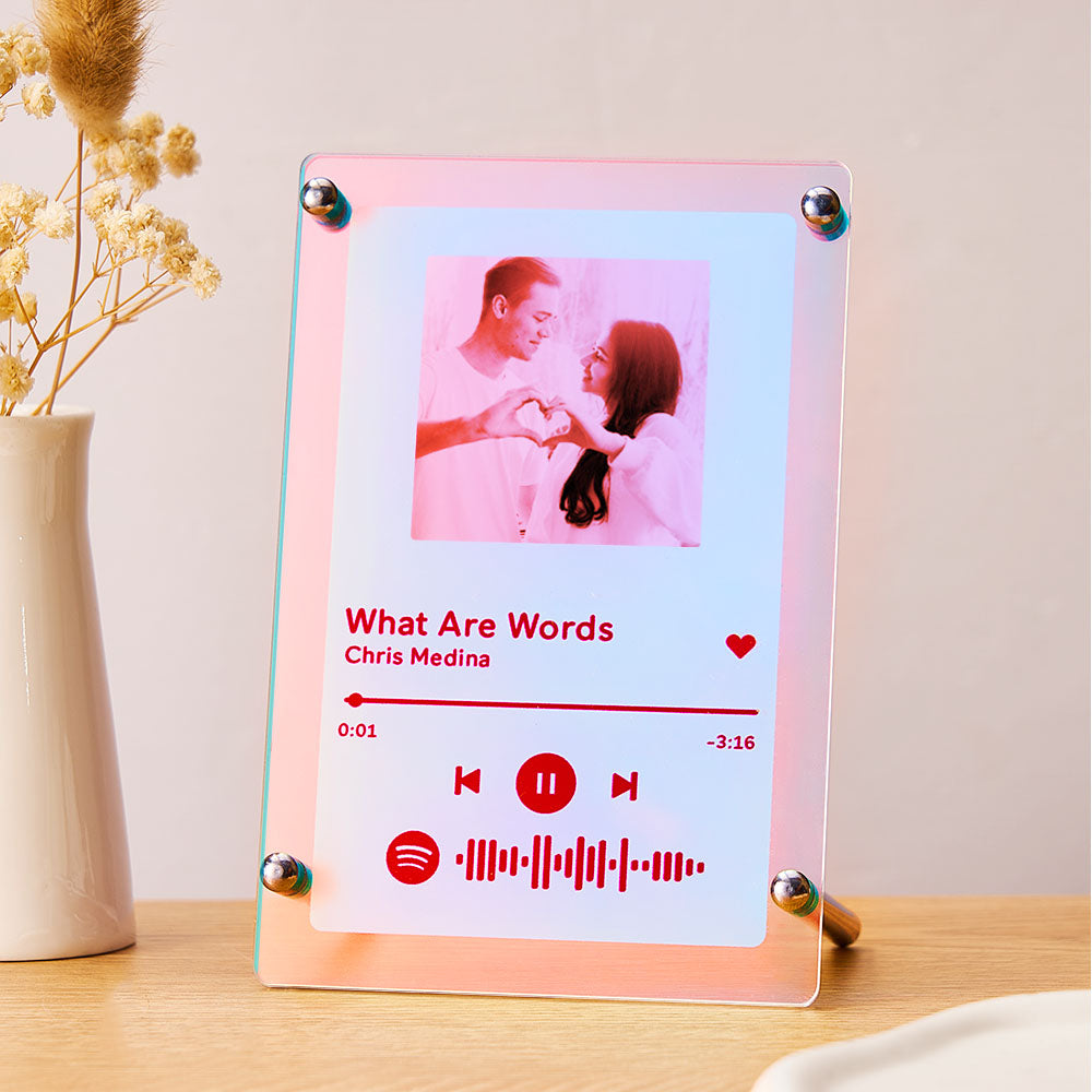 Scannable Spotify Code Photo Transparent Gradient Color Frame Personalised Laser Colorful Acrylic Plaque Valentine's Day Gifts