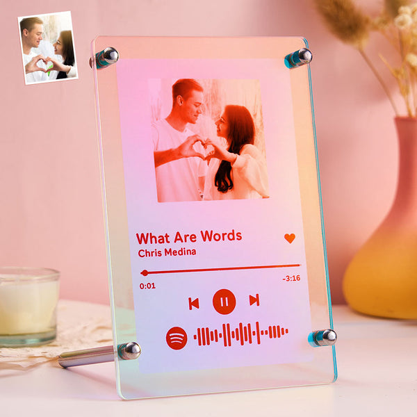 Scannable Spotify Code Photo Transparent Gradient Color Frame Personalised Laser Colorful Acrylic Plaque Valentine's Day Gifts - photomoonlampau