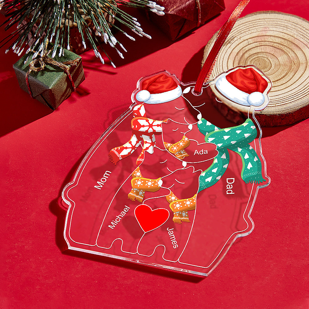 Personalised Names Christmas Bear Family Acrylic Ornament Custom Christmas Keepsake Ornament Christmas Gift Decor