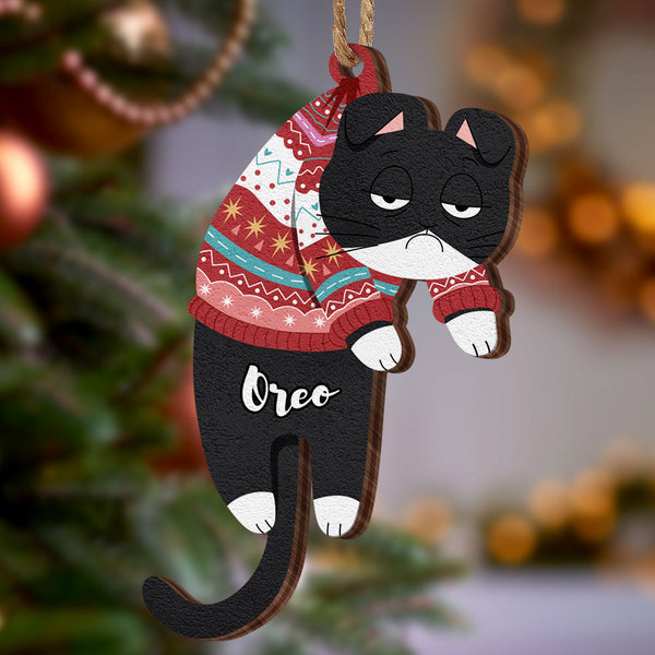 Personalised Wooden Ornament Hanging Cat Christmas Gifts - photomoonlampau
