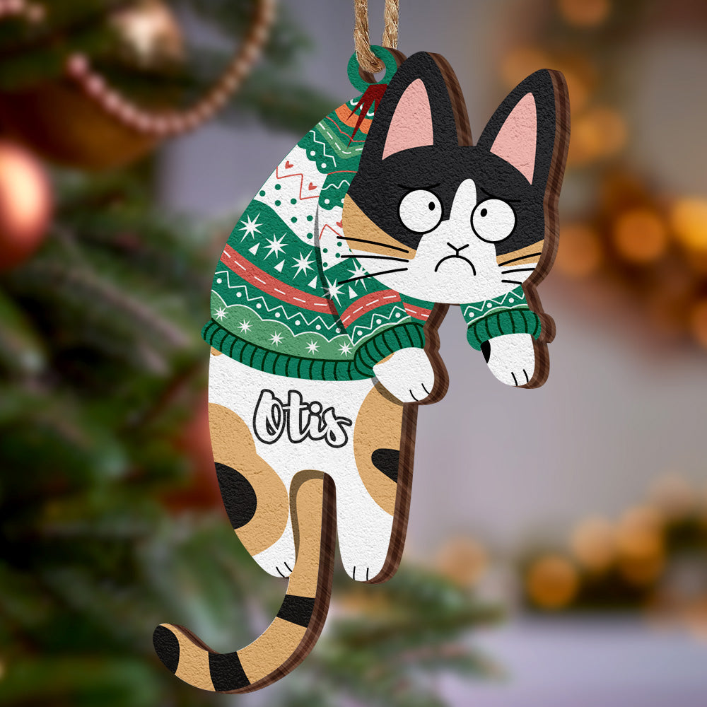 Personalised Wooden Ornament Hanging Cat Christmas Gifts