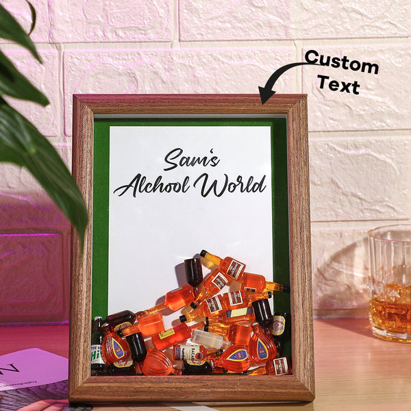 Custom Text Hollow Frame With Wine Bottles Inside Creative Gifts For Men - photomoonlampau