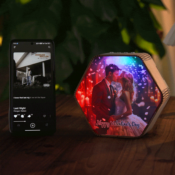 Personalized Photo Bluetooth Coloful Night Light With Custom Text Gifts For Her - photomoonlampau