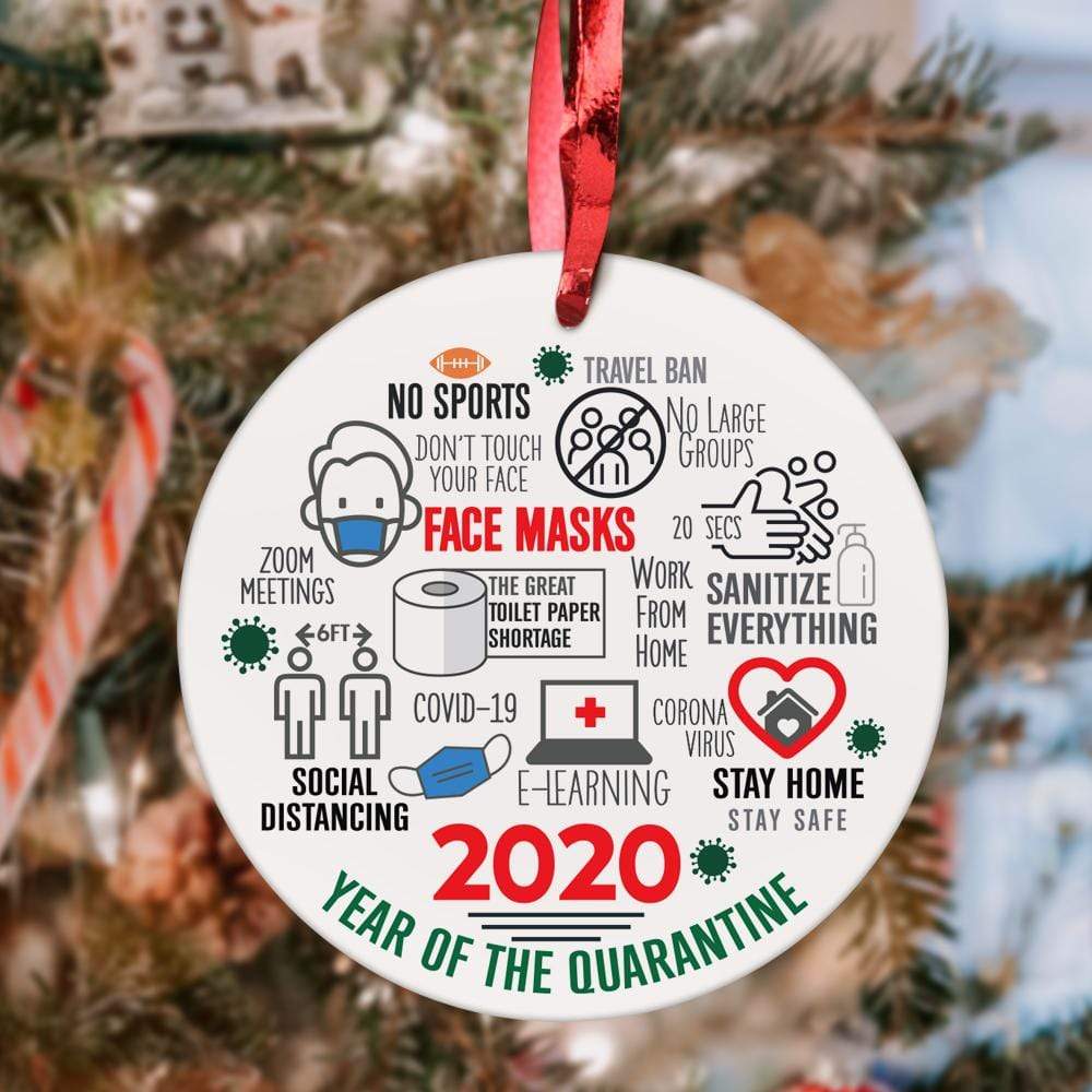 Custom Christmas Ornament Christmas Gifts 2 Sided - 2020 Year Of The Quarantine(8cm x 8cm)