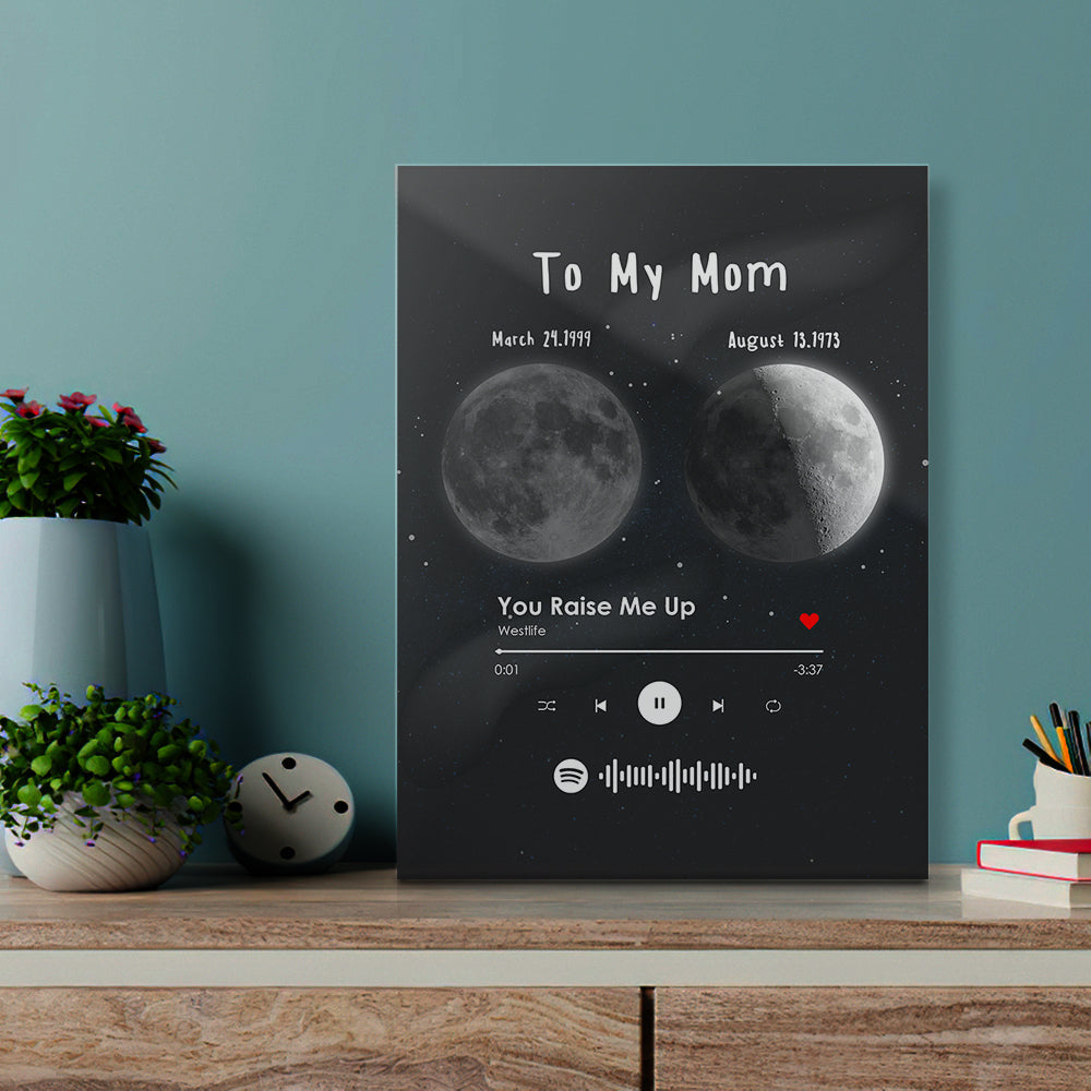 To My Mom Spotify Plaque Gift for Mom Custom Moon Shape Shadow Music Code Decor