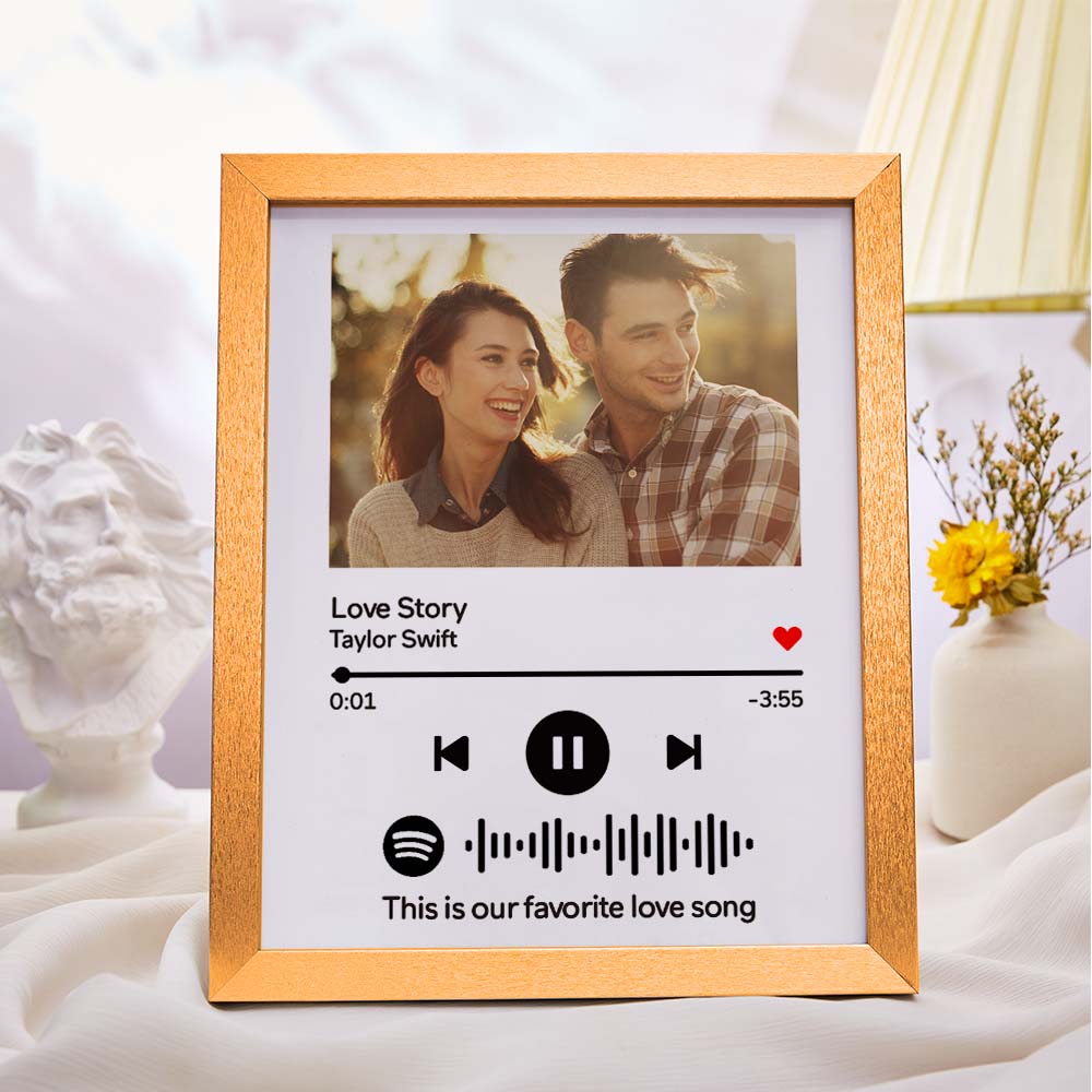 Gift for Mom Gold Spotify Frame Custom Photo and Music Code Mother’s Day Idea