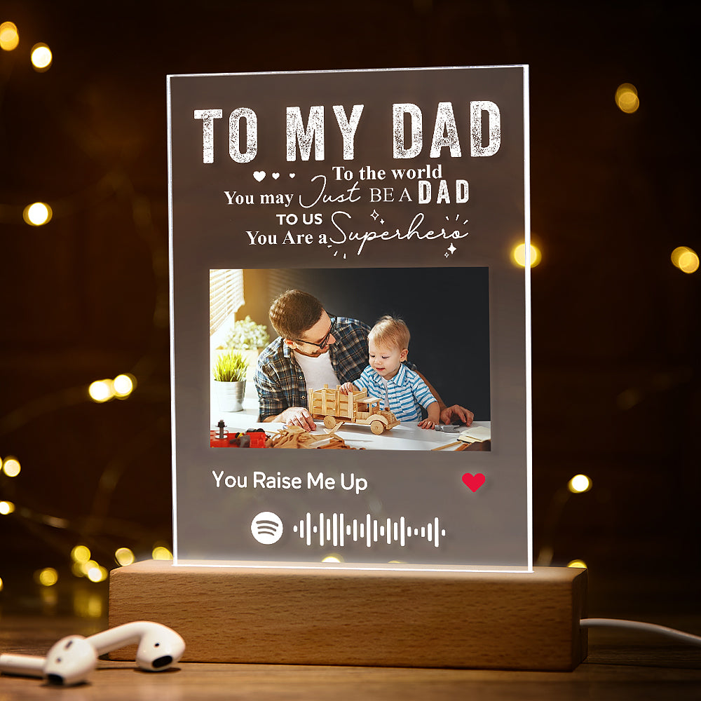 Father’s Day Gift Personalised Photo Engraved Text Acrylic Night Light Best Dad Ever Gift for Dad