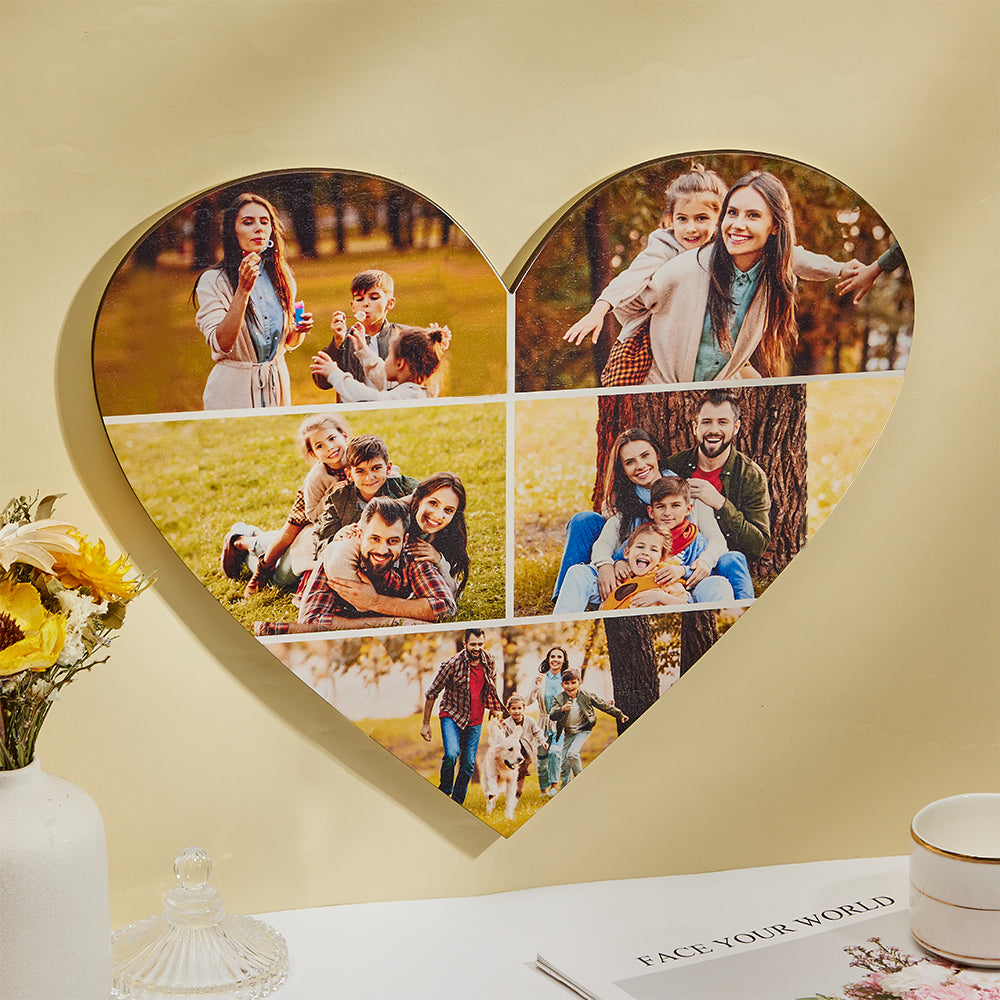Custom Heart Shaped Photo Collage Personalised Wall Decoration Valentines Day Gifts