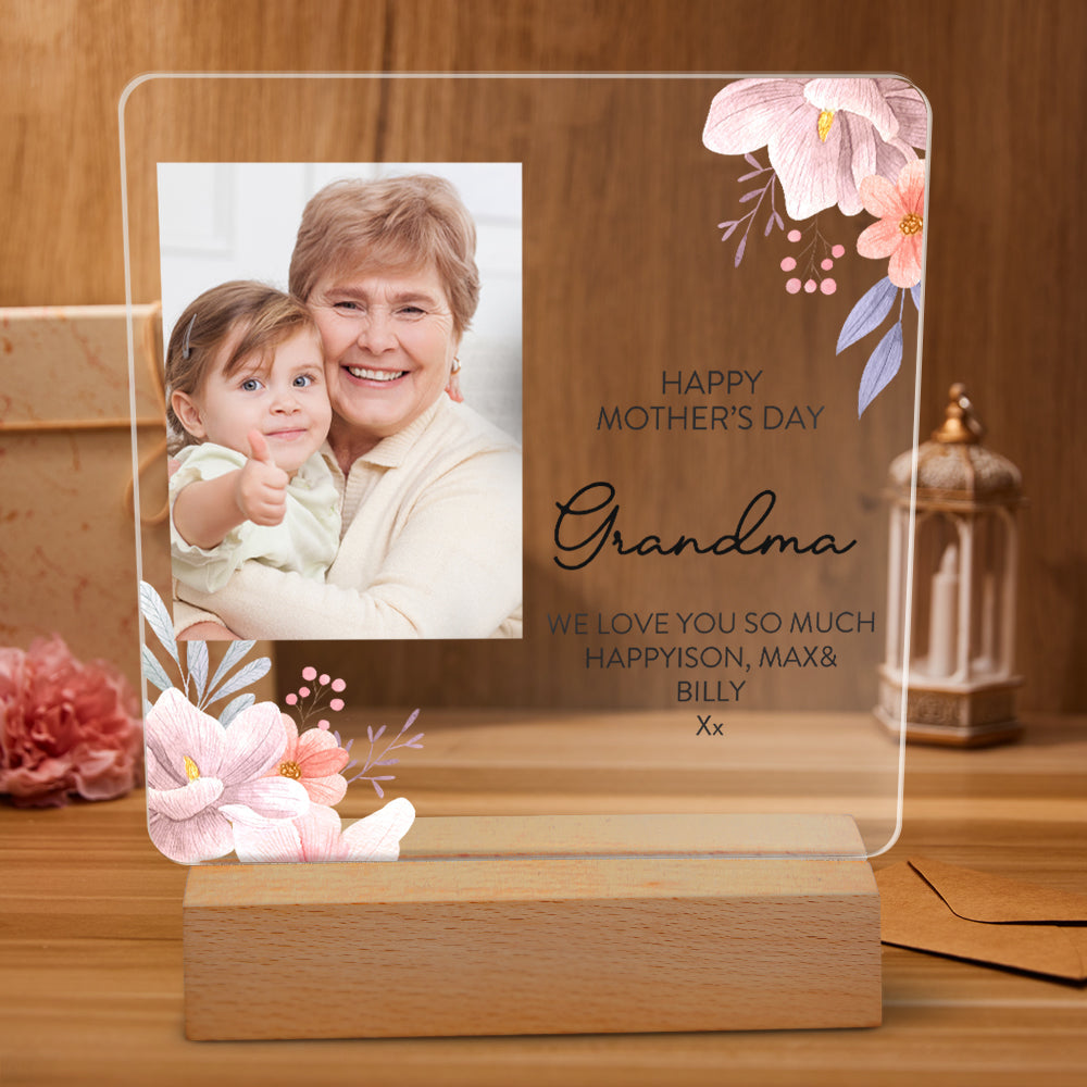 Personalised Acrylic Flower Plaque Mother's Day Gift Custom Photo Home Decor