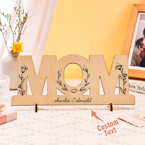 Custom Engraved Mom Wooden Sign Personalized Decorative Pattern Sign Mother's Day Gifts - photomoonlampau
