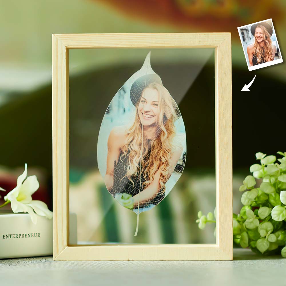 Custom Leaf Vein Photo Wooden Frame Personalised Picture Frame
