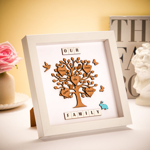 Custom Names Tree Frame Desk Decoration Personalised Family Tree Father's Day Gifts - photomoonlampau
