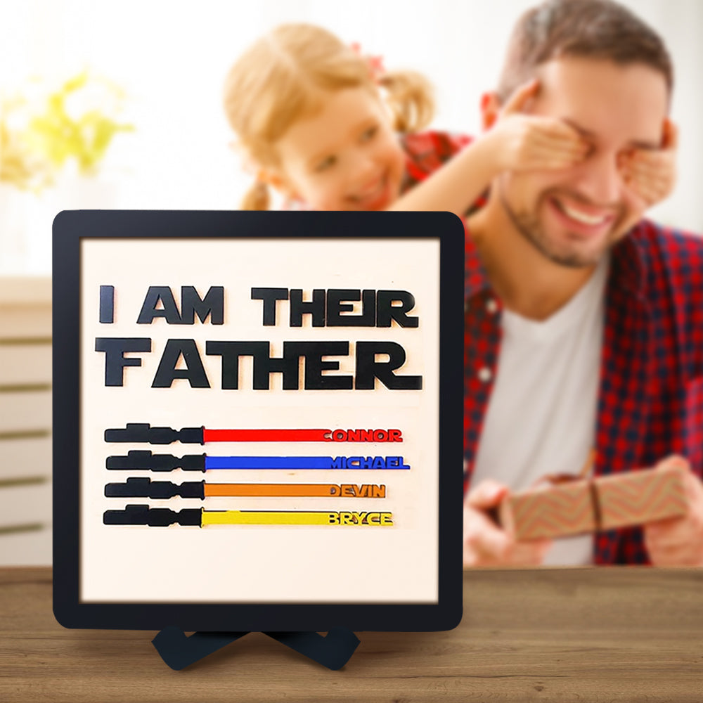 Personalised Light Saber I Am Their Father Wooden Sign Father's Day Gifts