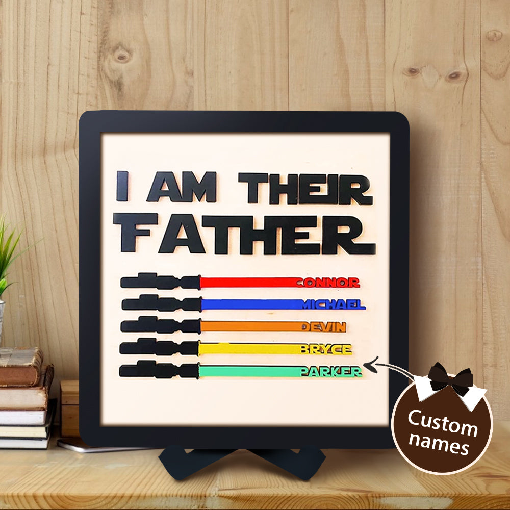 Personalised Light Saber I Am Their Father Wooden Sign Father's Day Gifts