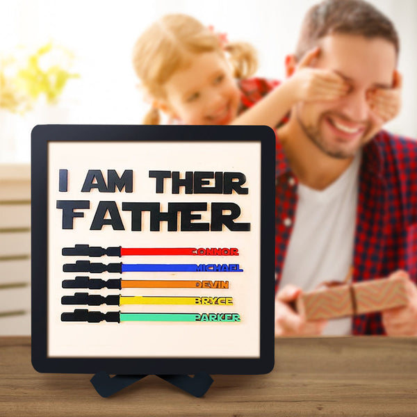 Personalised Light Saber I Am Their Father Wooden Sign Father's Day Gifts - photomoonlampau