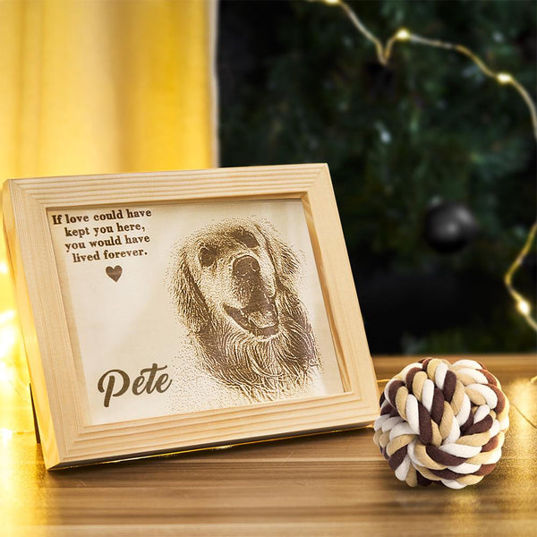 Custom Pet Memorial Plaque for Dog Cat With Photograph Engraved Wood Sign 7"