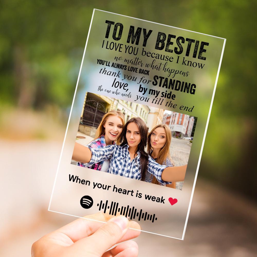 Personalised Photo Engraved Text Spotify Acrylic Plaque Best Besties Ever Gifts for Her