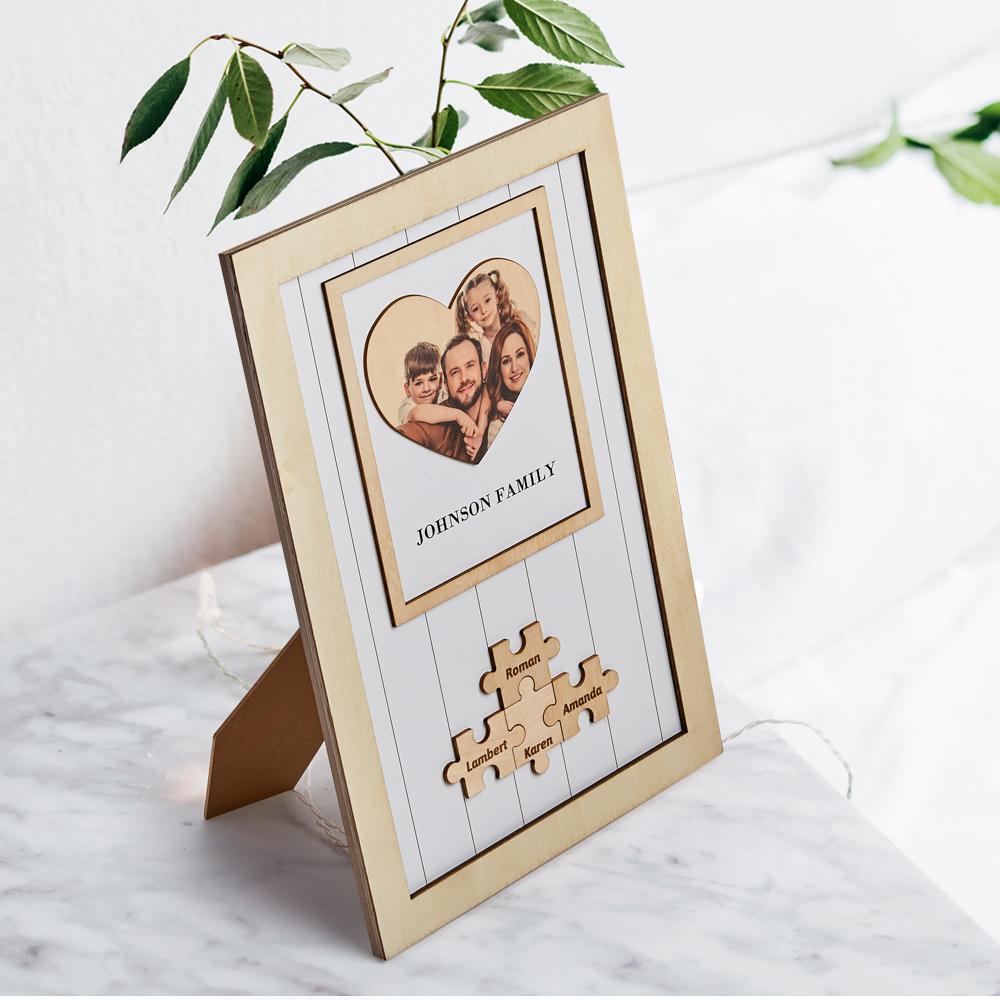Custom Wooden Heart-shaped Engravable Name Photo Frame Home Decor