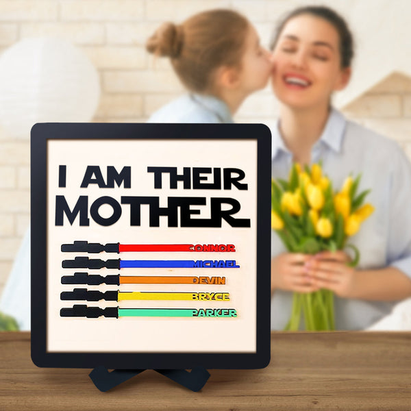 Personalized Light Saber I Am Their Mother Wooden Sign Gift for Mom - photomoonlampau