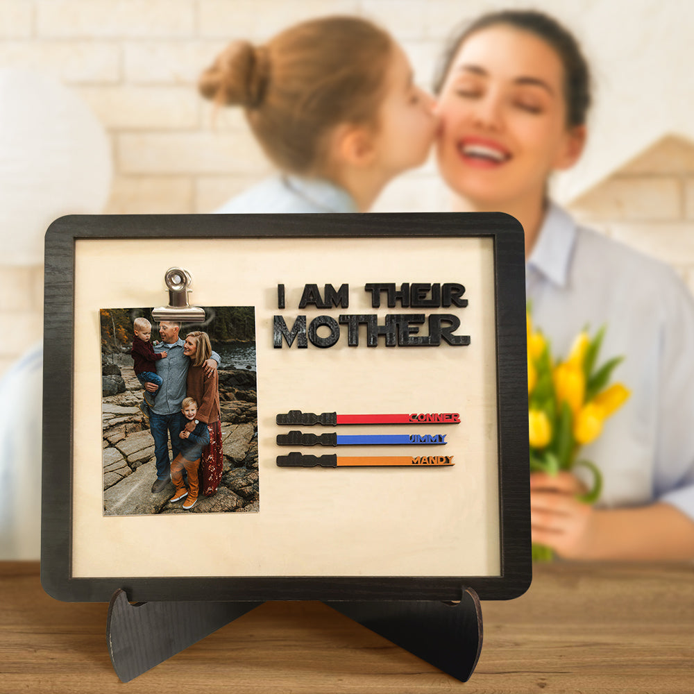 Personalized Light Saber I Am Their Mother Wooden Sign Gift for Mother