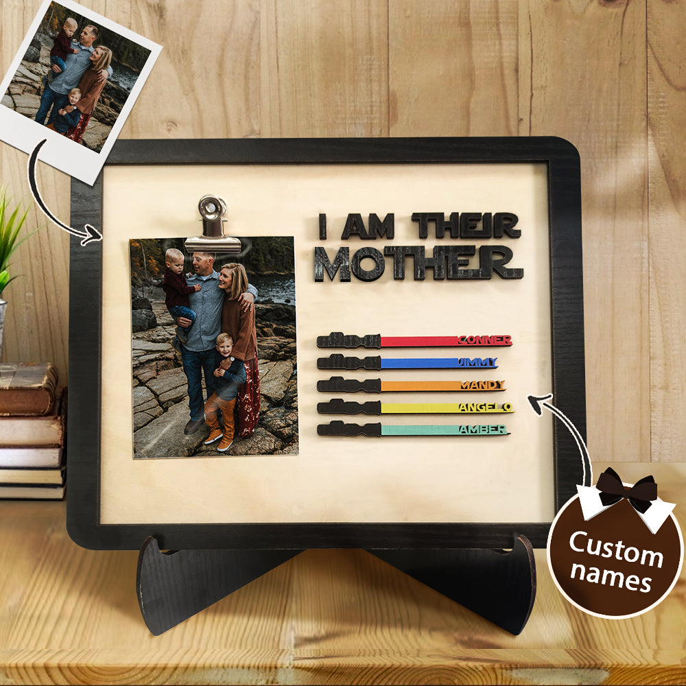 Personalized Light Saber I Am Their Mother Wooden Sign Gift for Mother