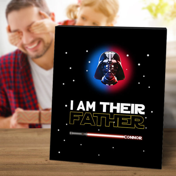 Personalised I Am Their Father Sign Light Saber Plaque Gift for Dad - photomoonlampau