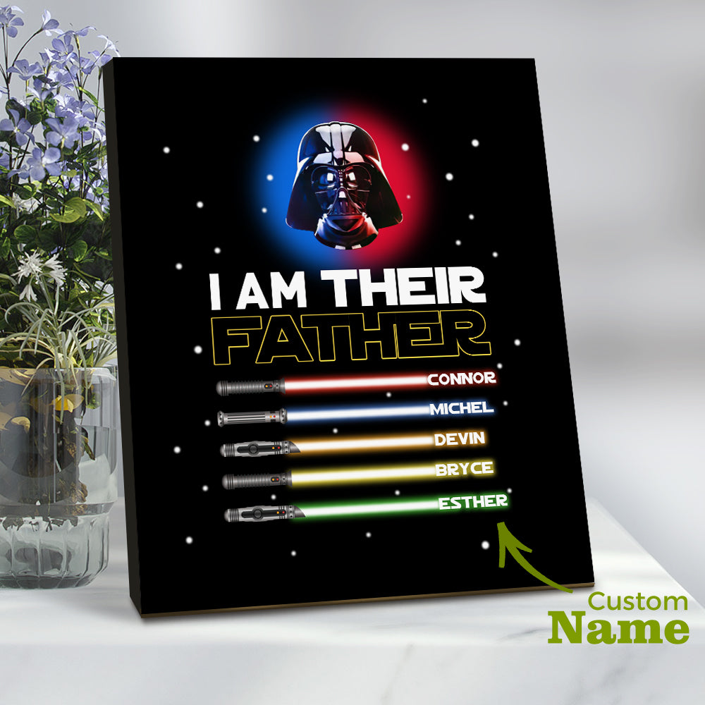 Personalised I Am Their Father Sign Light Saber Plaque Gift for Dad