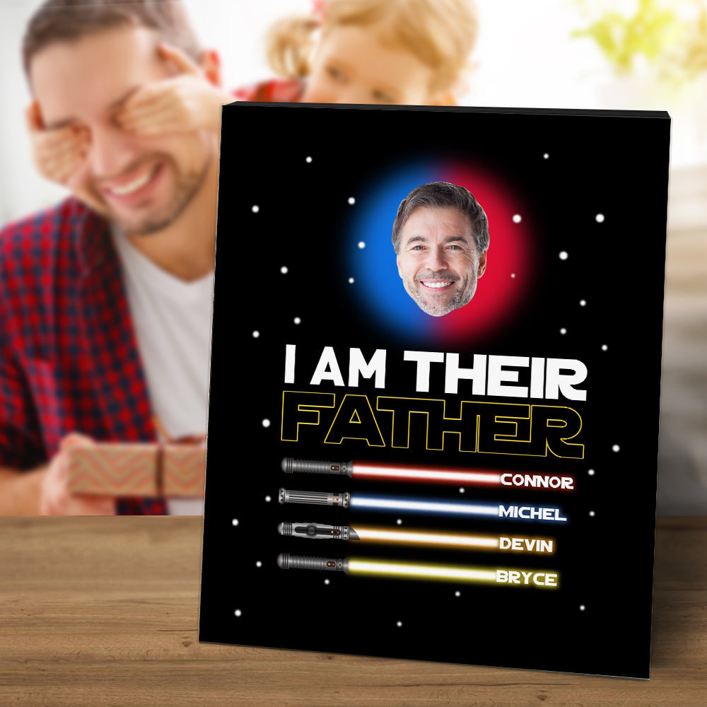 Personalised I Am Their Father Sign Light Saber Plaque Gift for Dad