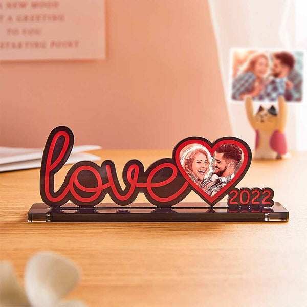 Custom Love Photo Frame Plaque Heart-shaped Acrylic Plaque Commemorative Gift - photomoonlampau