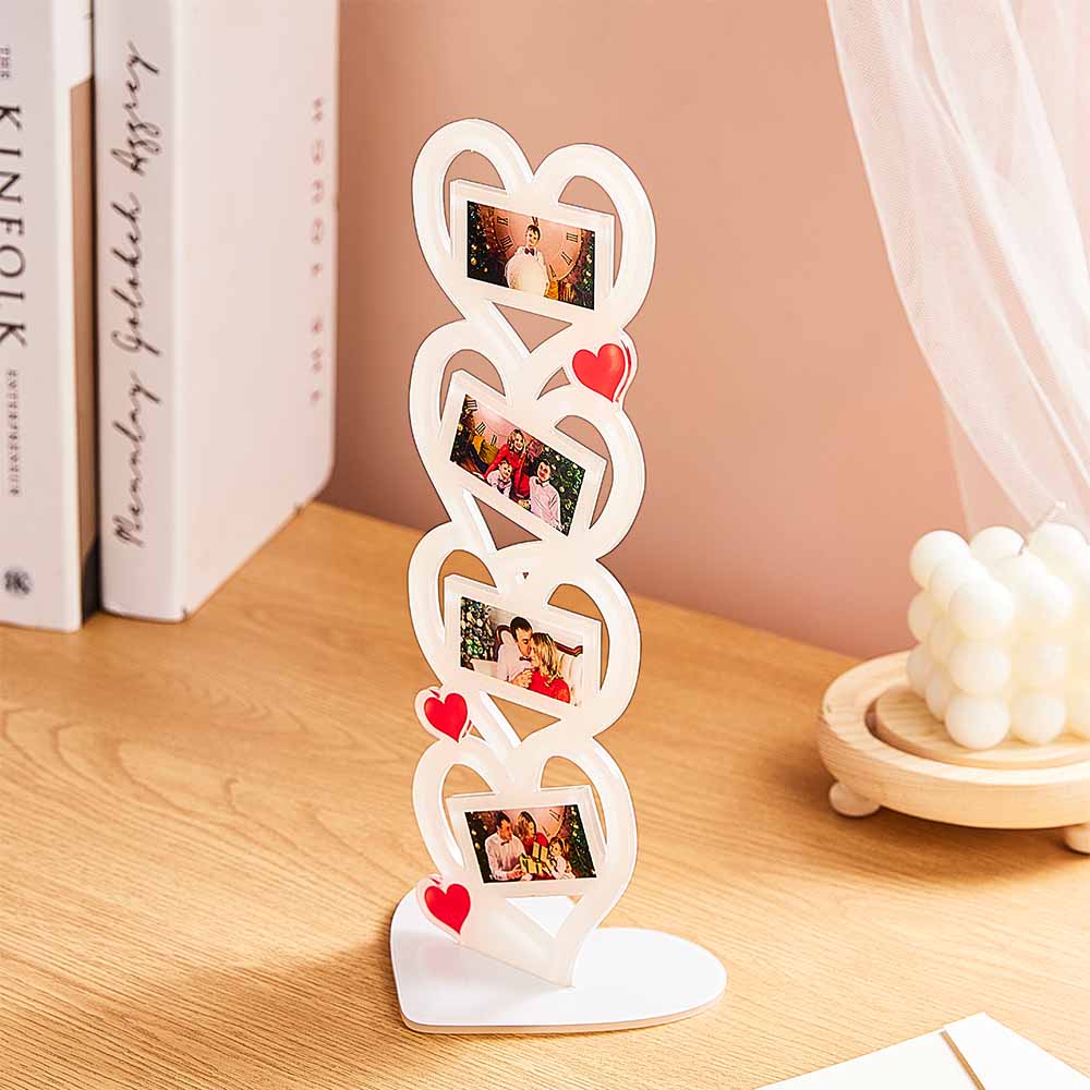 Custom Photo Frame Heart-shaped Acrylic Ornament Desktop Decor Gift for Her