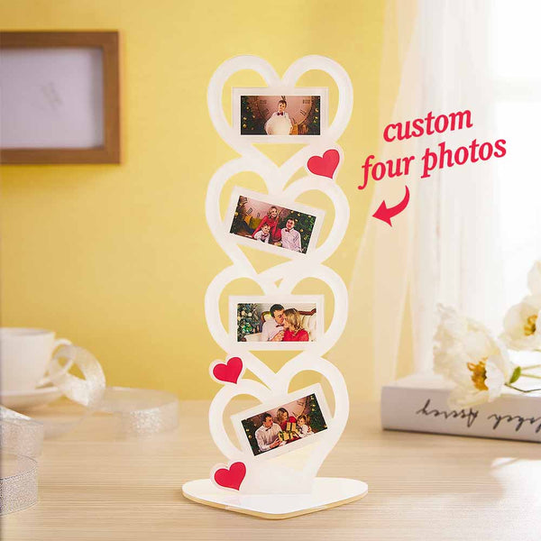 Custom Photo Frame Heart-shaped Acrylic Ornament Desktop Decor Gift for Her - photomoonlampau