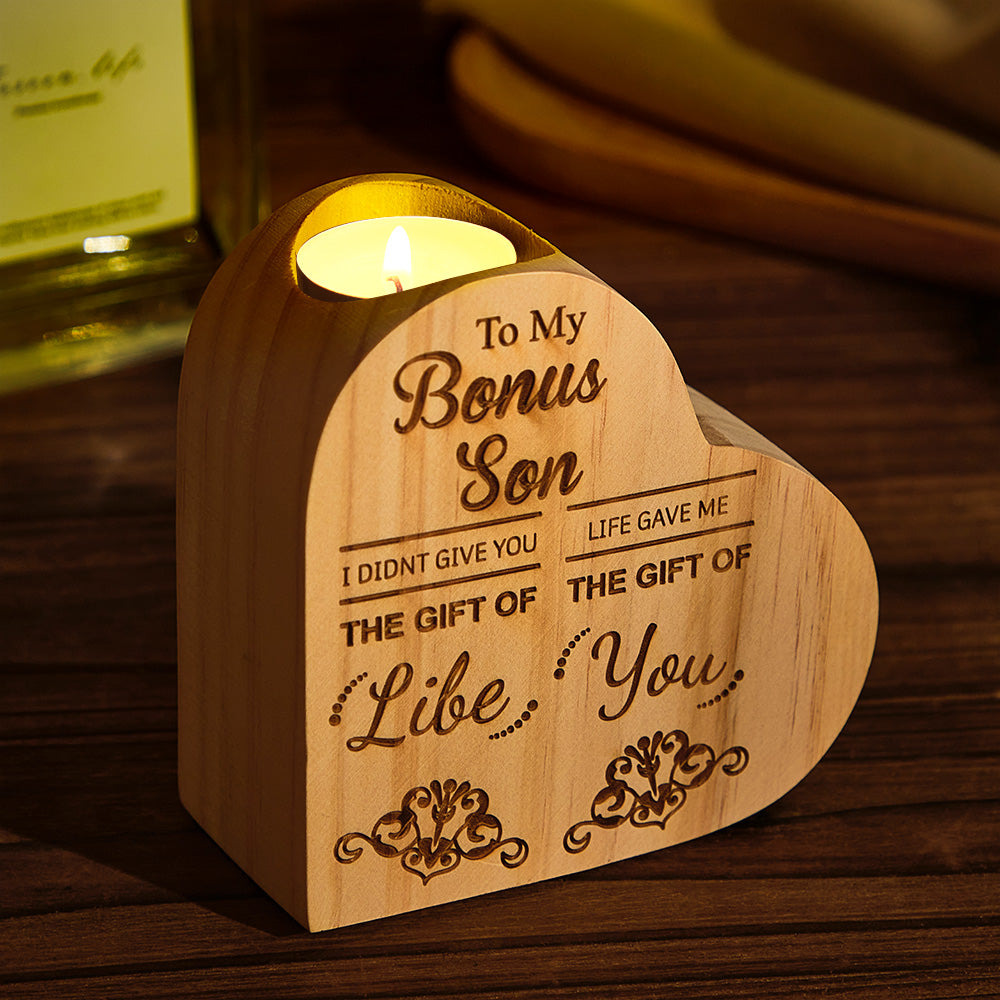 Custom Engraved Candlestick Heart-shaped Wooden Home Gifts