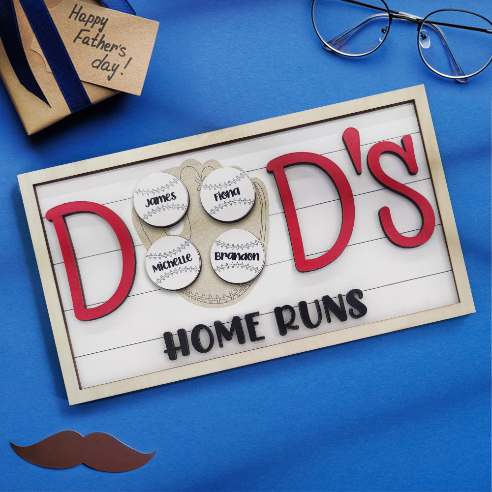 Personalized Baseball Dad Wooden Name Sign Plaque Father's Day Gift for Dad Grandpa