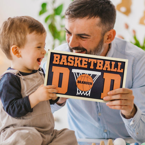 Personalized Basketball Dad Wooden Name Sign Plaque Father's Day Gift for Dad Grandpa - photomoonlampau