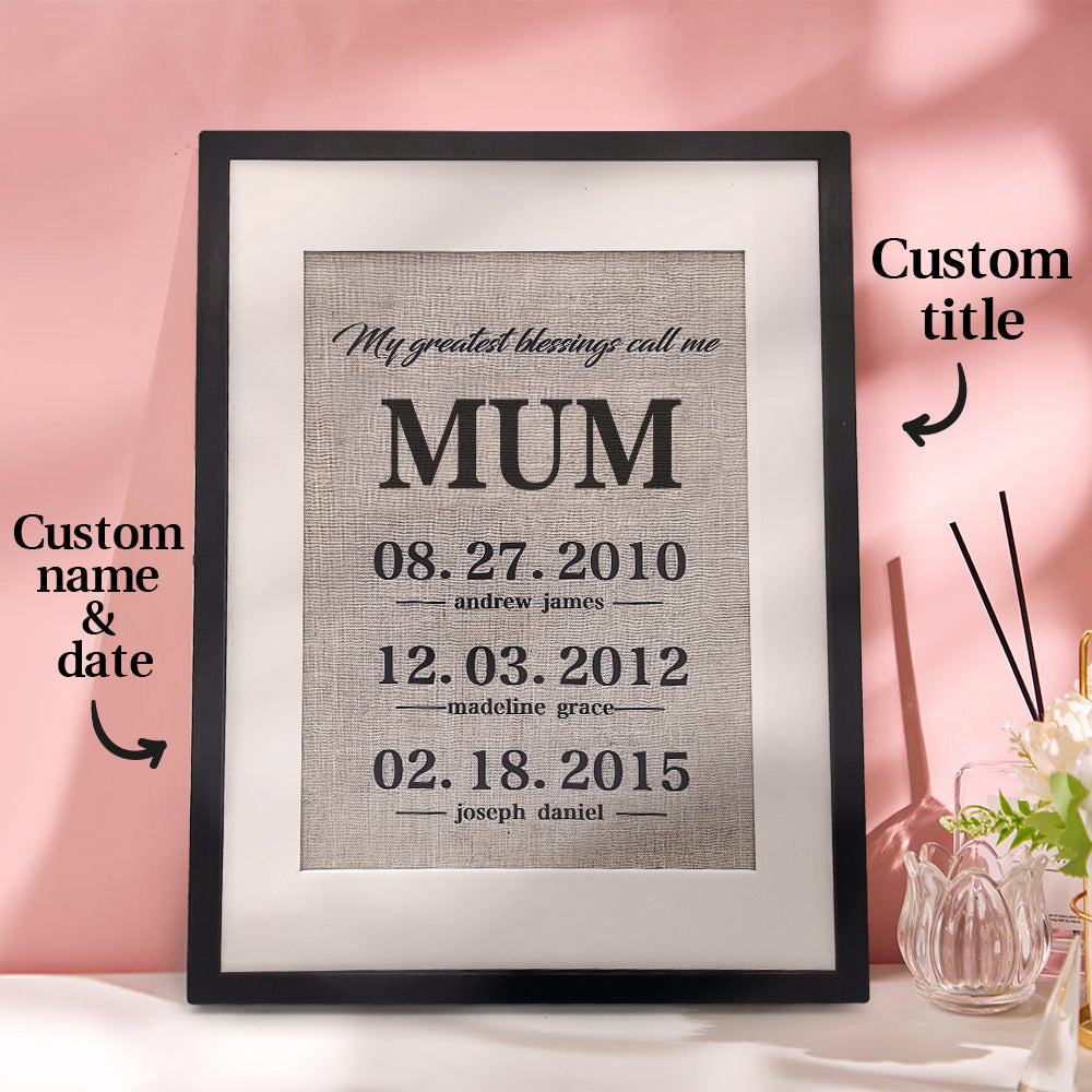 Personalized Mother Gift My Greatest Blessings Call Me Mom Name Sign Gift for Mother