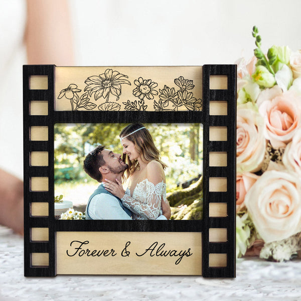 Personalized Wedding Photo Film Sign Frame Custom Engraved Wedding Decor Gift for Couples - photomoonlampau