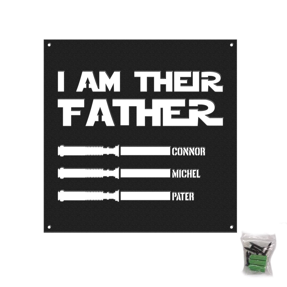 Custom I Am Their Father Metal Sign Personalized Light Saber LED Lights Wall Art Decor Father's Day Gift
