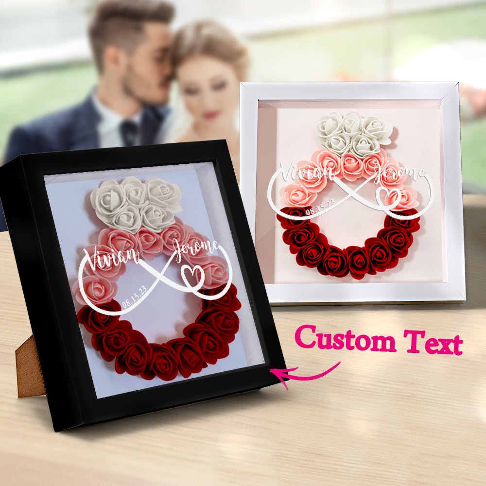Custom Infinity Flower Shadow Box Personalized Wedding Ring Flower Shadowbox Frame Gift