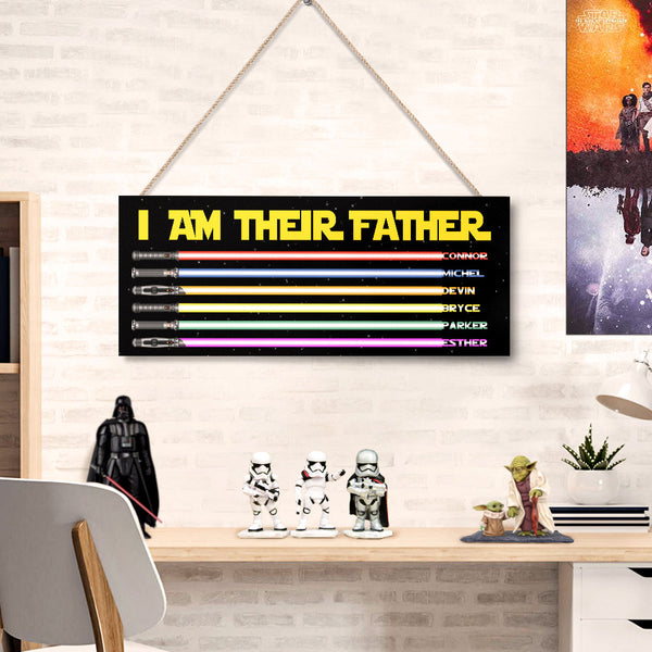 Personalized I Am Their Father Lightsaber Wooden Sign Birthday Gift for Dad - photomoonlampau