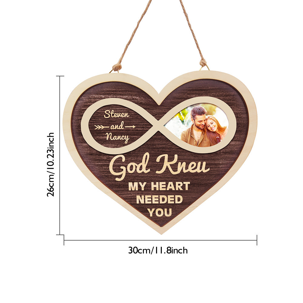 Custom Photo God Knew My Heart Needed You Personalized Infinity Love Name Shaped Wooden Ornament