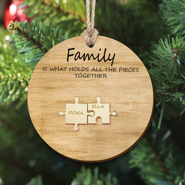 Custom Family Name Puzzle Christmas Ornament Personalized Wooden Ornament Christmas Gifts - photomoonlampau
