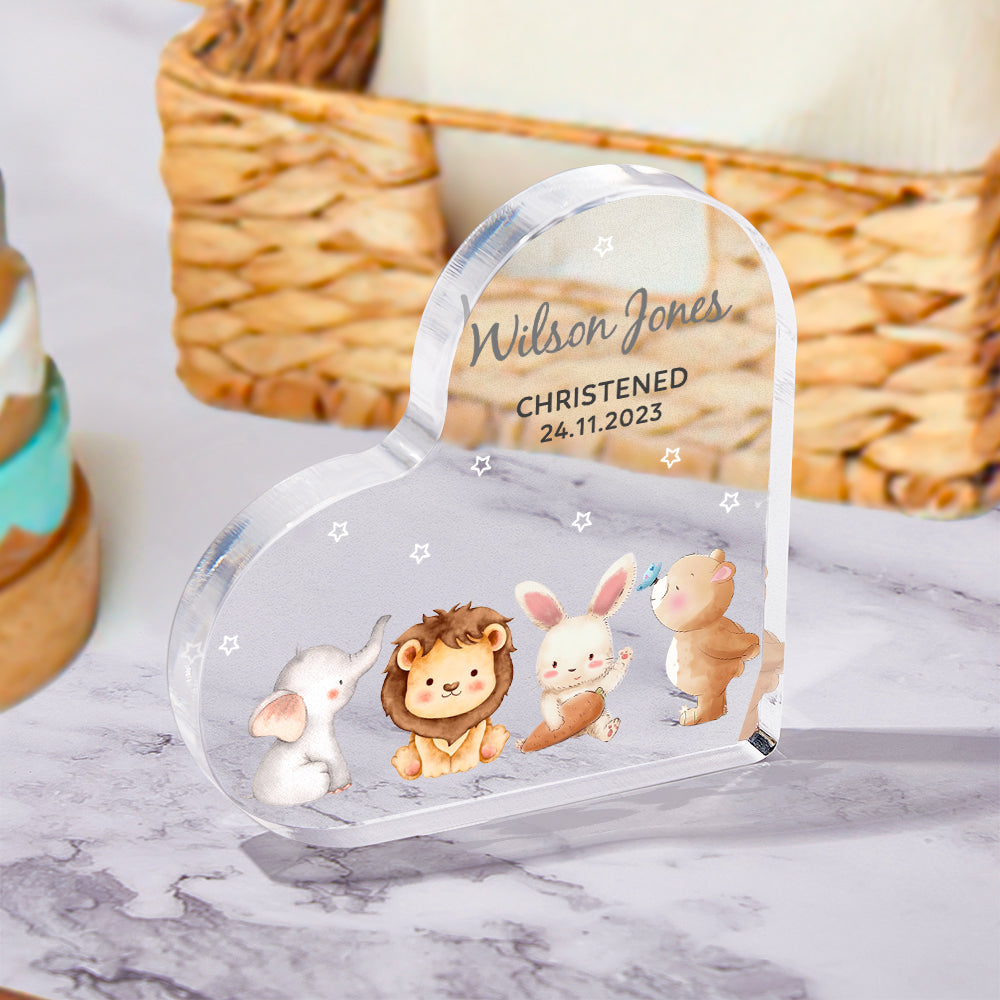 Personalized Name Christening Date Gift Custom Animals Ornaments Gift for New Baby