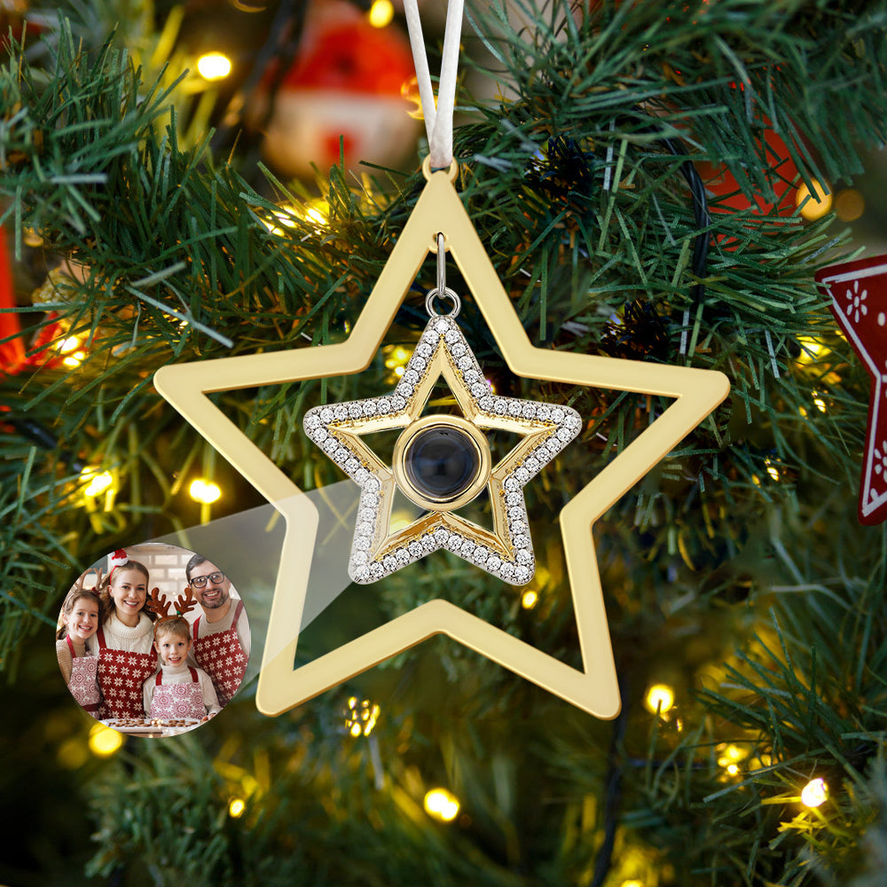 Personalised Projection Ornament Custom Photo Star Ornament for Christmas Gifts