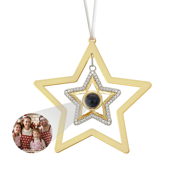 Personalised Projection Ornament Custom Photo Star Ornament for Christmas Gifts - photomoonlampau
