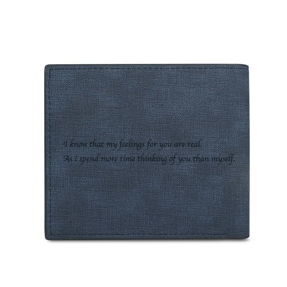 Idea for Father‘s Day Custom Blue Leather Color Photo Wallet for Dad