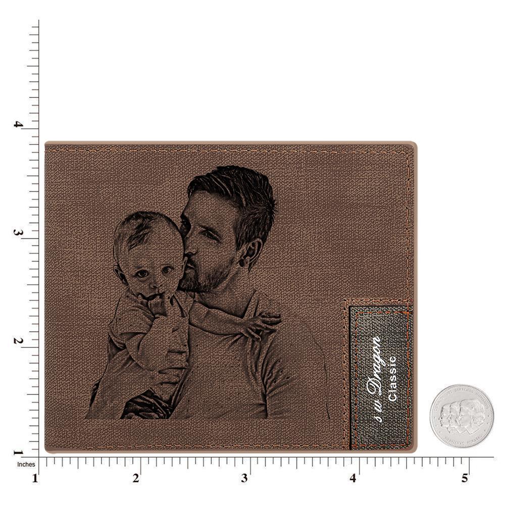 Custom Brown Photo Wallet for Daddy Father's Day Gift