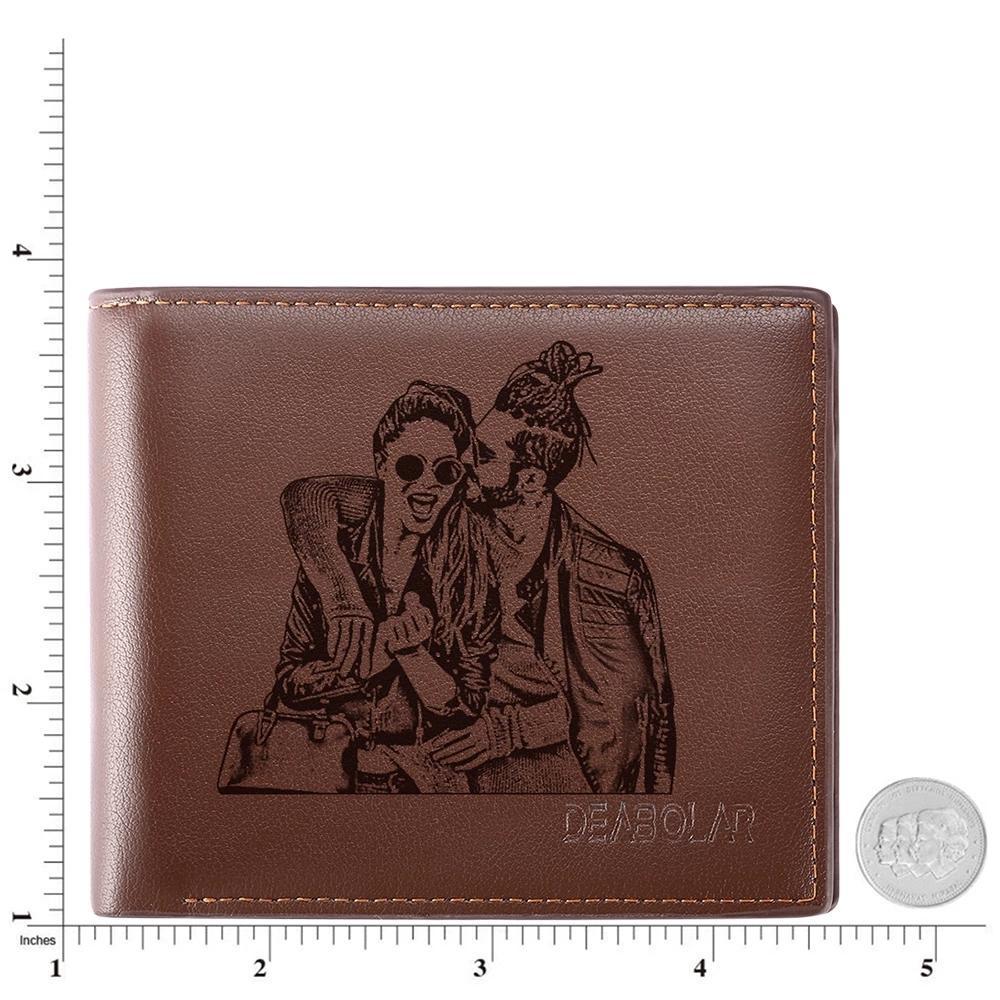 Custom Brown Trifold Leather Photo Wallet (Hot Sale)